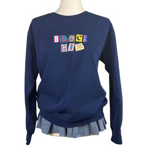 Comfort Colors “Block Him” Navy Graphic Sweatshirt Women’s Medium